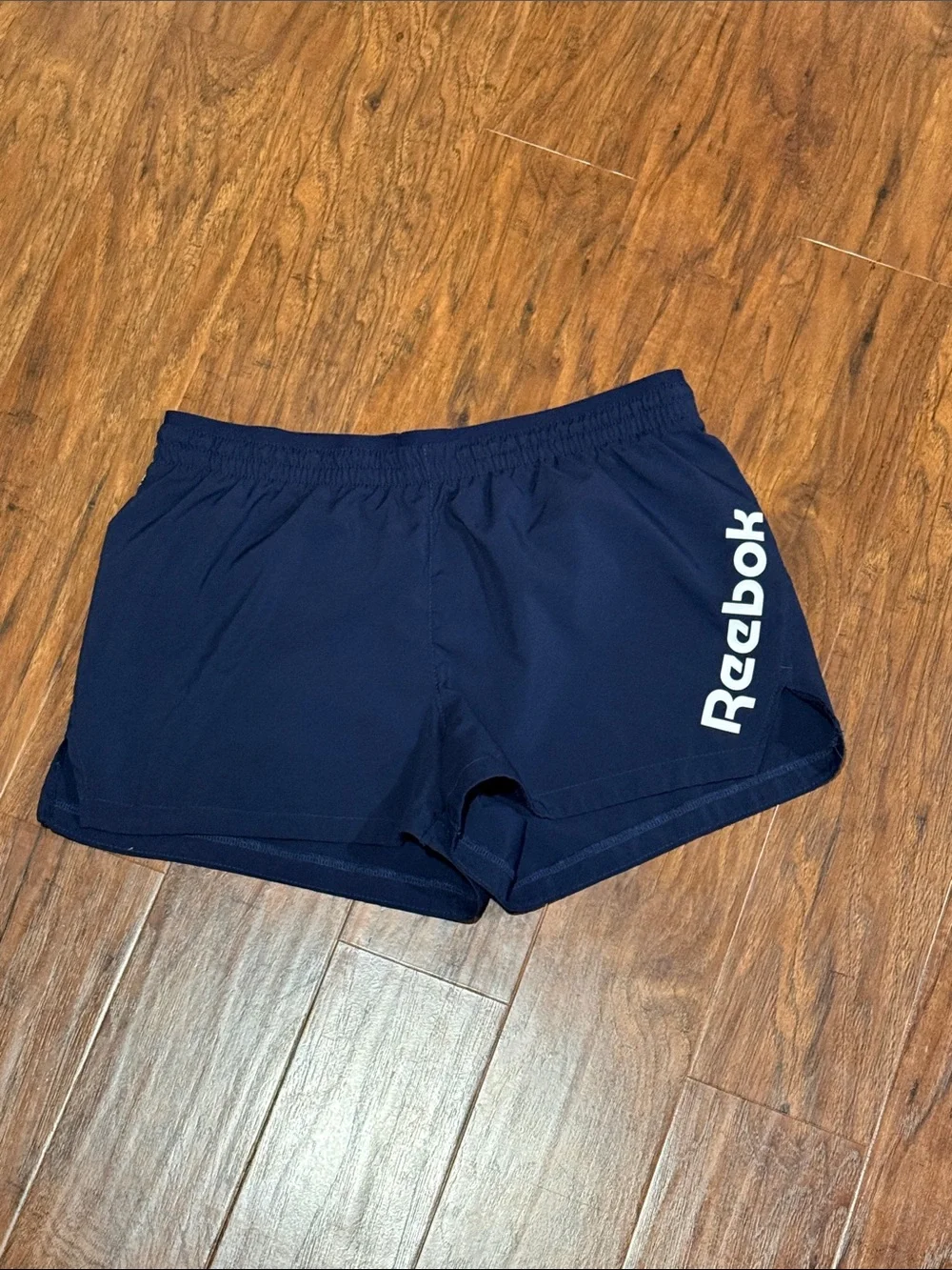 Reebok Navy Women's Athletic Running Shorts with White Logo